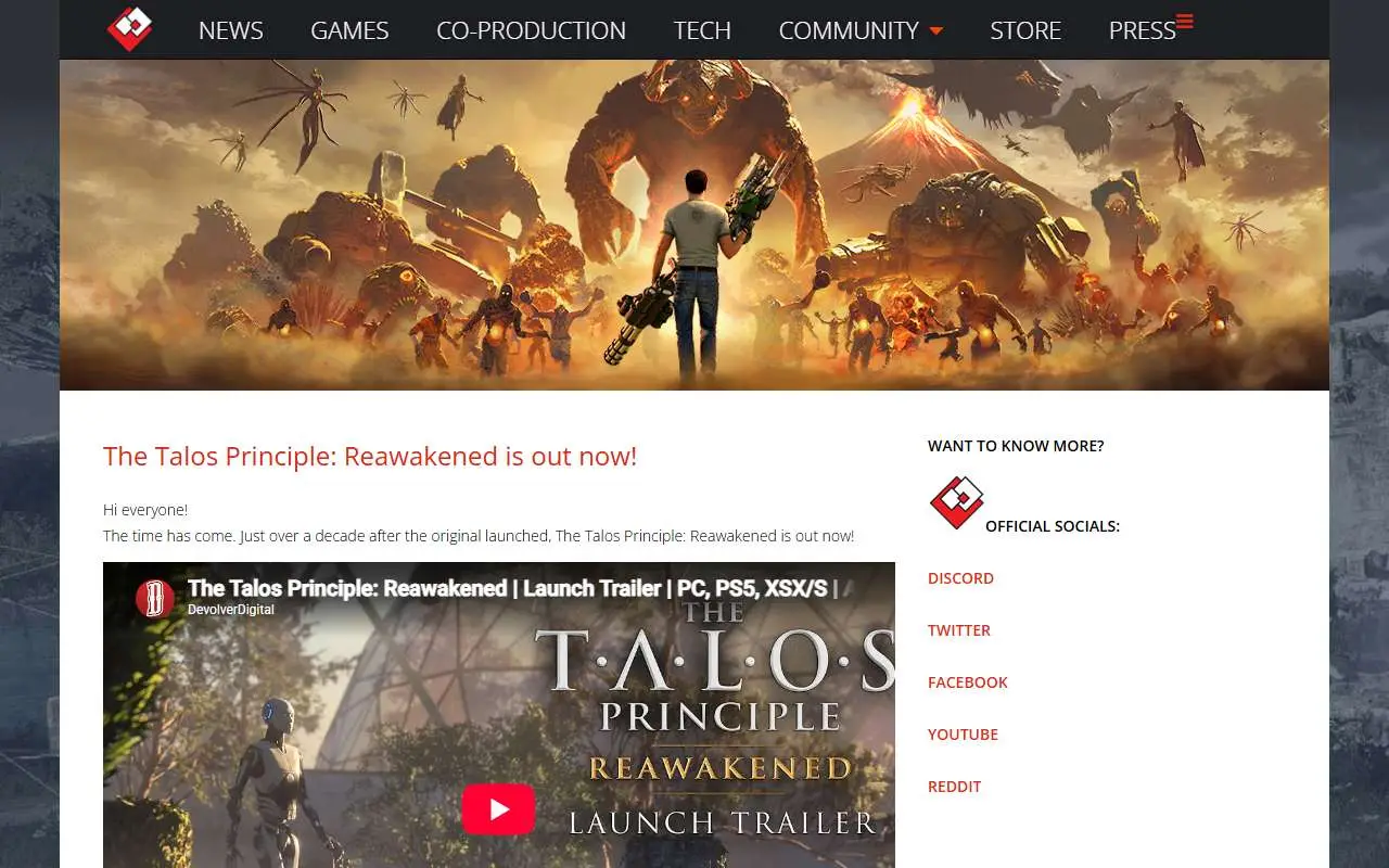 Tampilan website resmi Croteam (croteam.com)