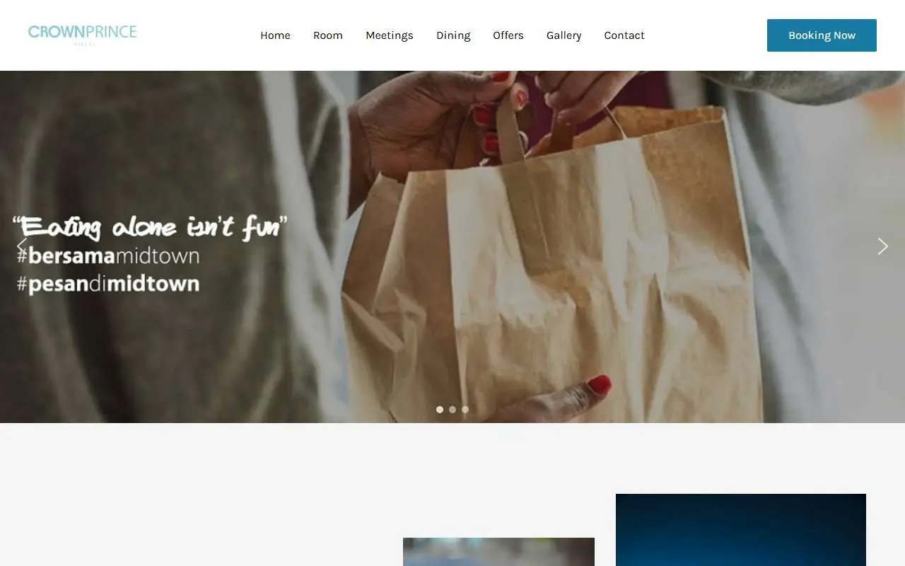 Tampilan website resmi Crown Prince Hotel (crownprinceindonesia.com)