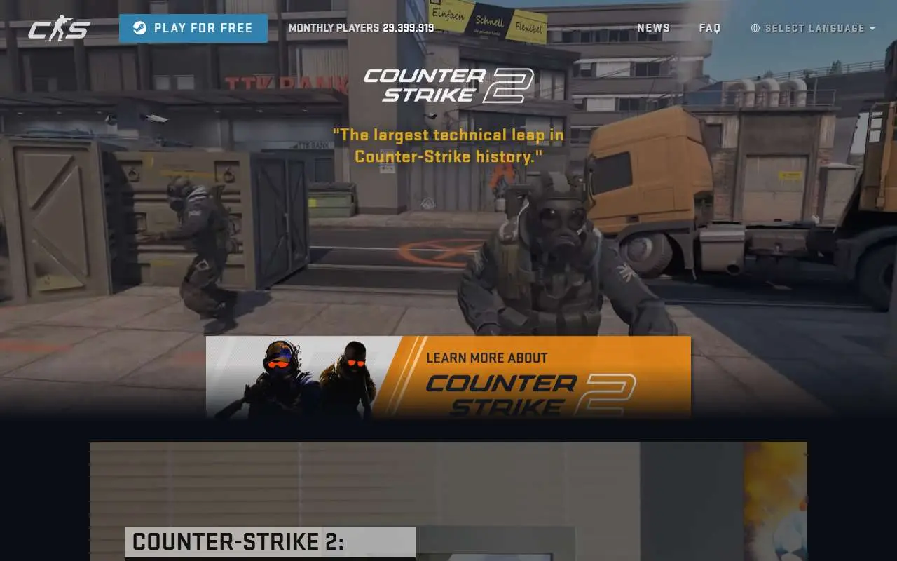 Tampilan website resmi Counter-Strike (counter-strike.net)