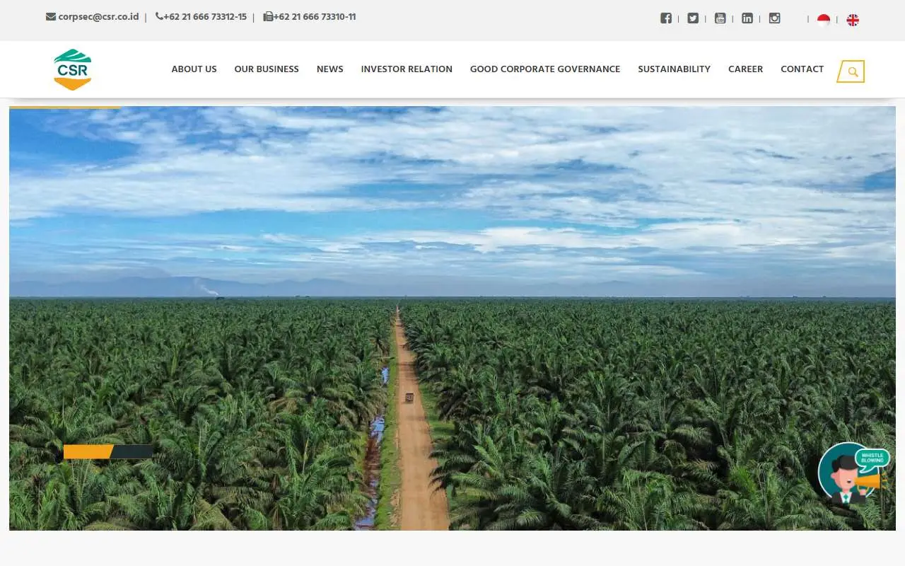Tampilan website resmi Cisadane Sawit Raya (csr.co.id)