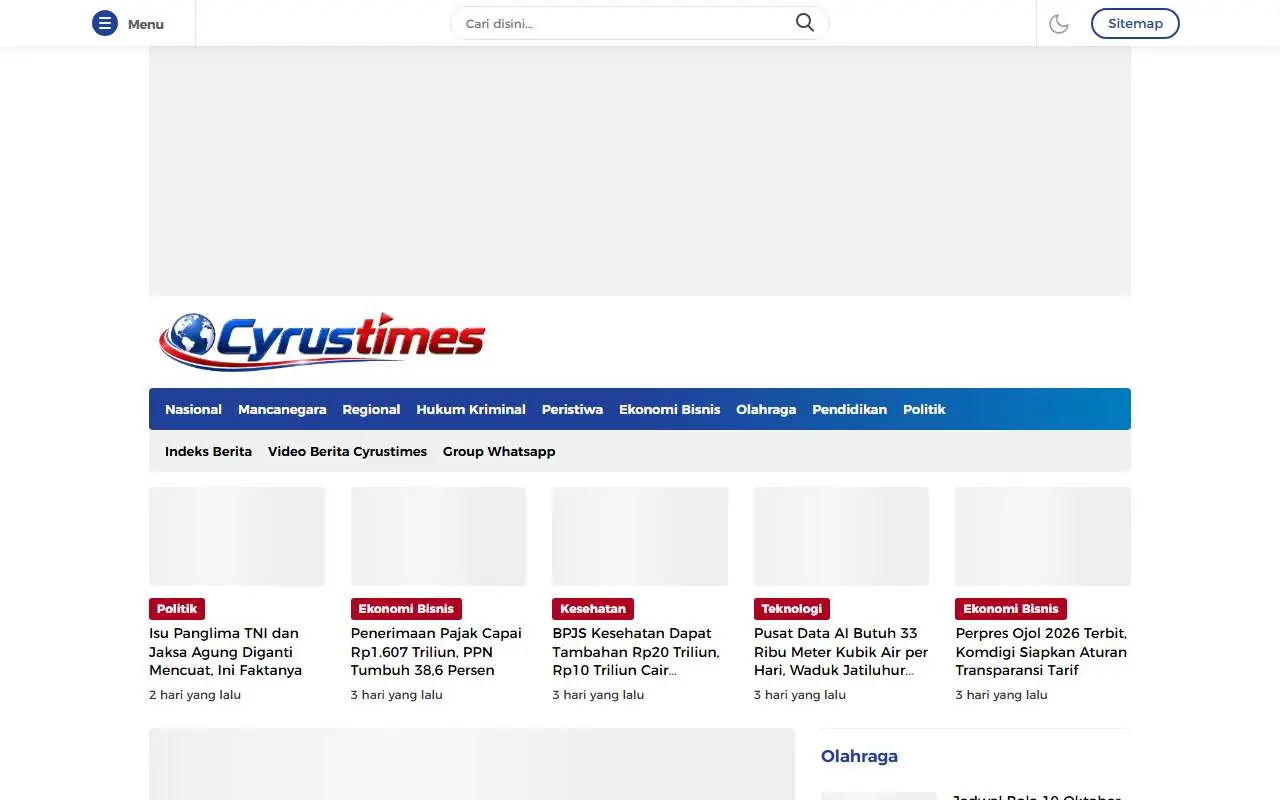 Tampilan website resmi Cyrustimes (cyrustimes.com)