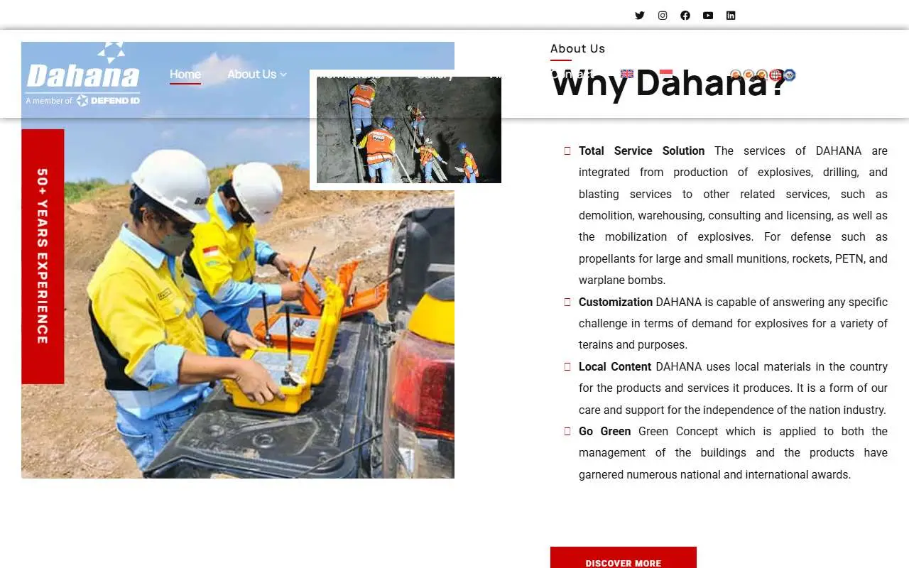 Tampilan website resmi Dahana (dahana.id)