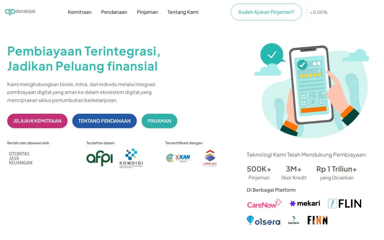 Tampilan website resmi Danabijak (danabijak.com)