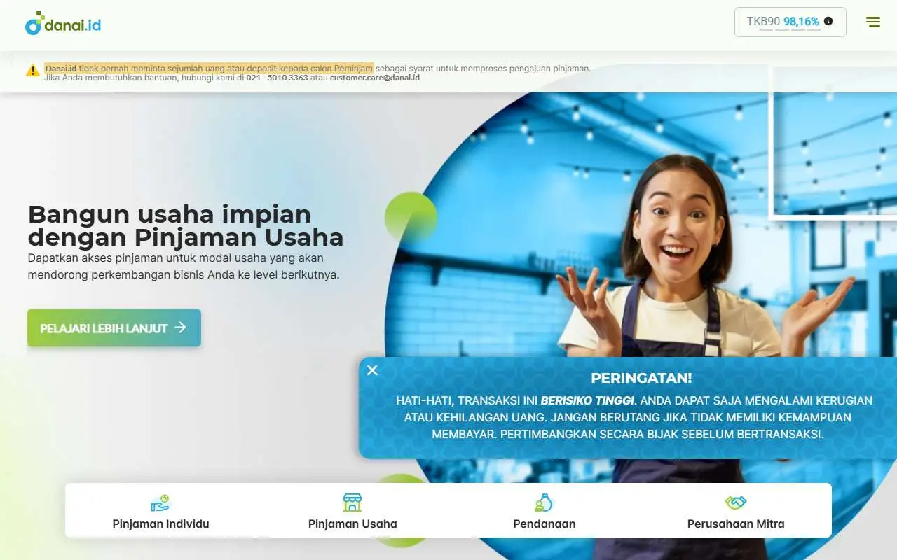 Tampilan website resmi Danai.id (danai.id)