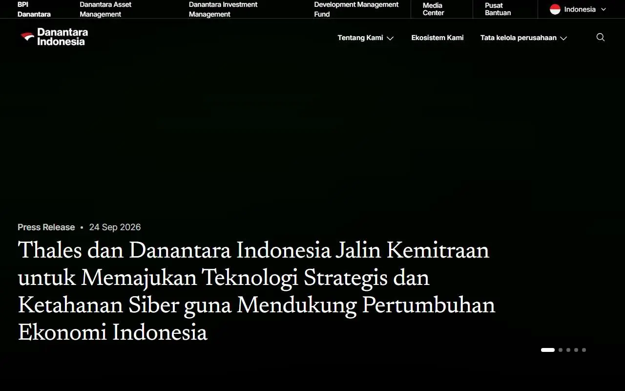 Tampilan website resmi Danantara Indonesia (danantaraindonesia.co.id)