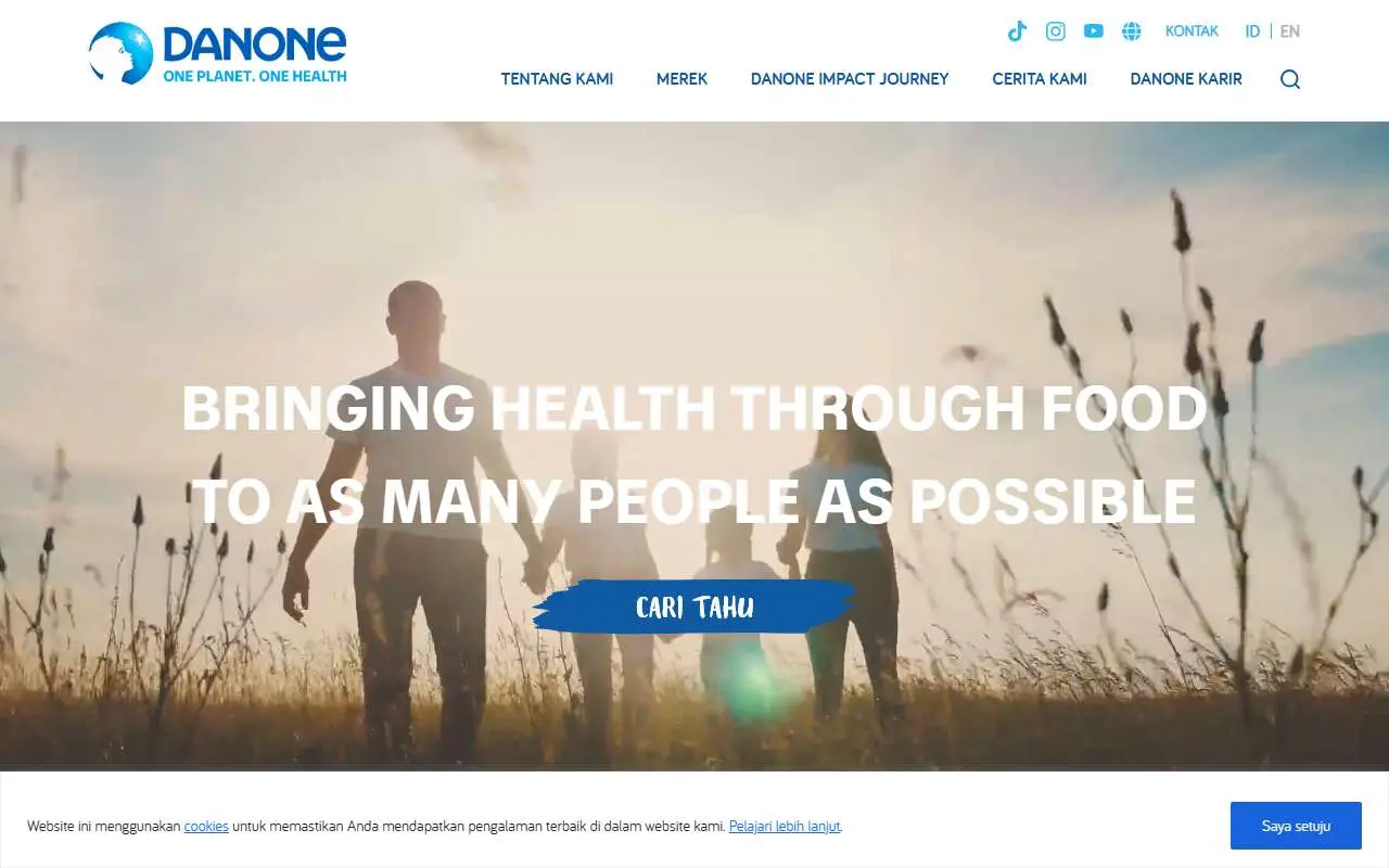 Tampilan website resmi Danone Indonesia (danone.co.id)