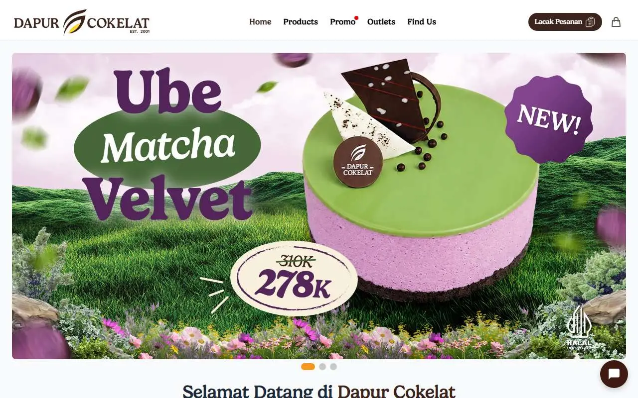 Tampilan website resmi Dapur Cokelat (dapurcokelat.com)