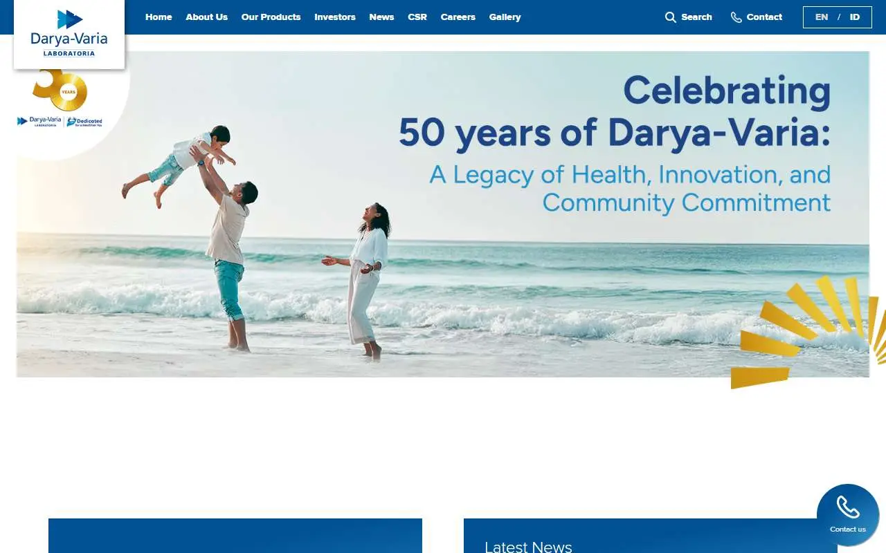 Tampilan website resmi Darya-Varia (darya-varia.com)