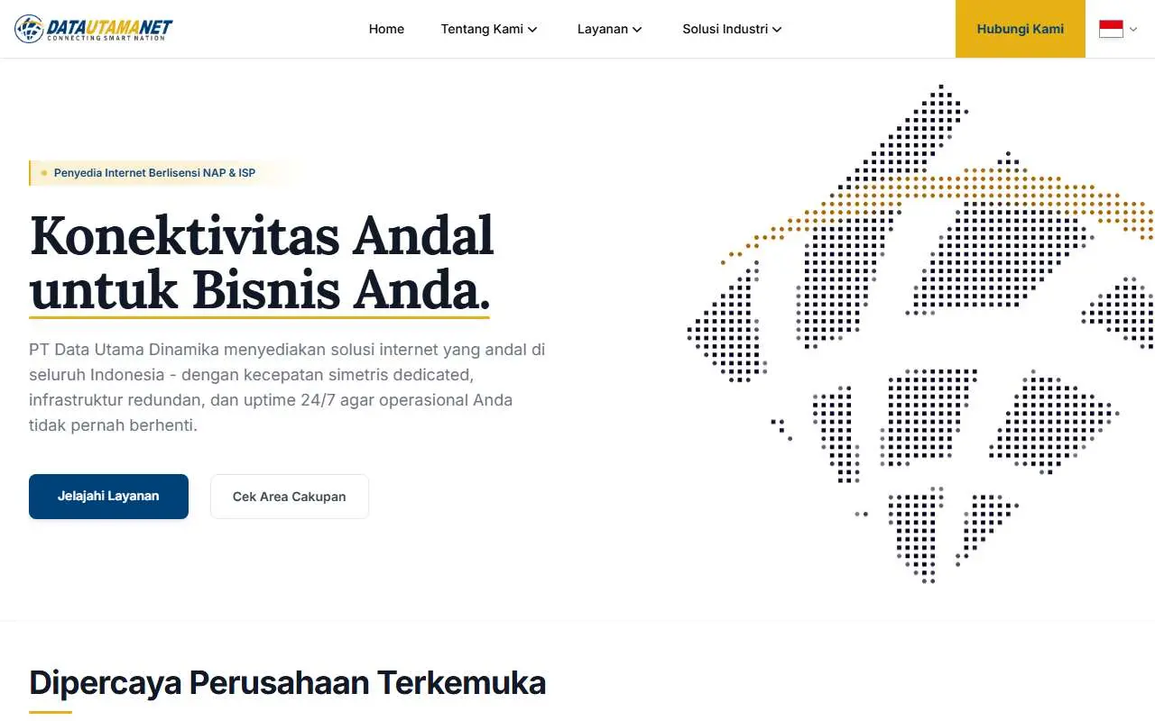 Tampilan website resmi Datautama Dinamika (datautama.net.id)