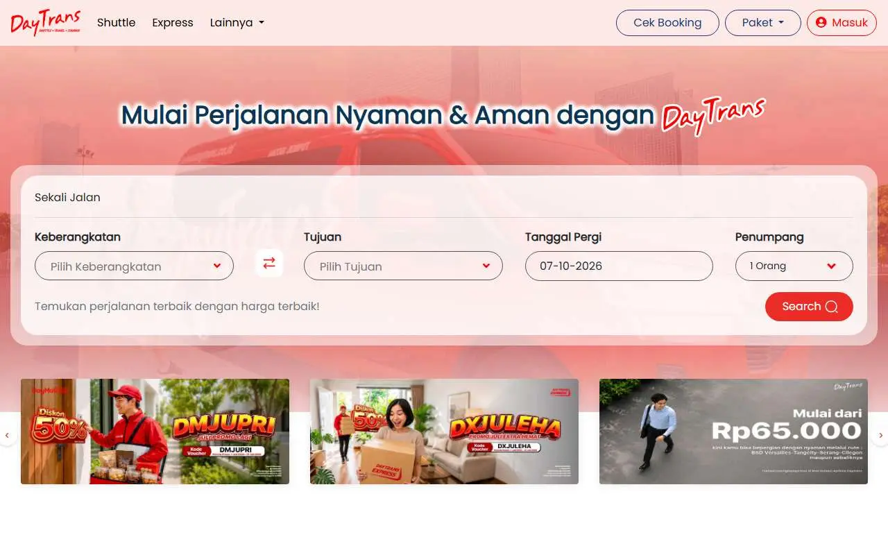 Tampilan website resmi DayTrans (daytrans.co.id)