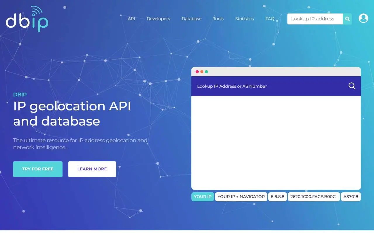Tampilan website resmi DB-IP (db-ip.com)