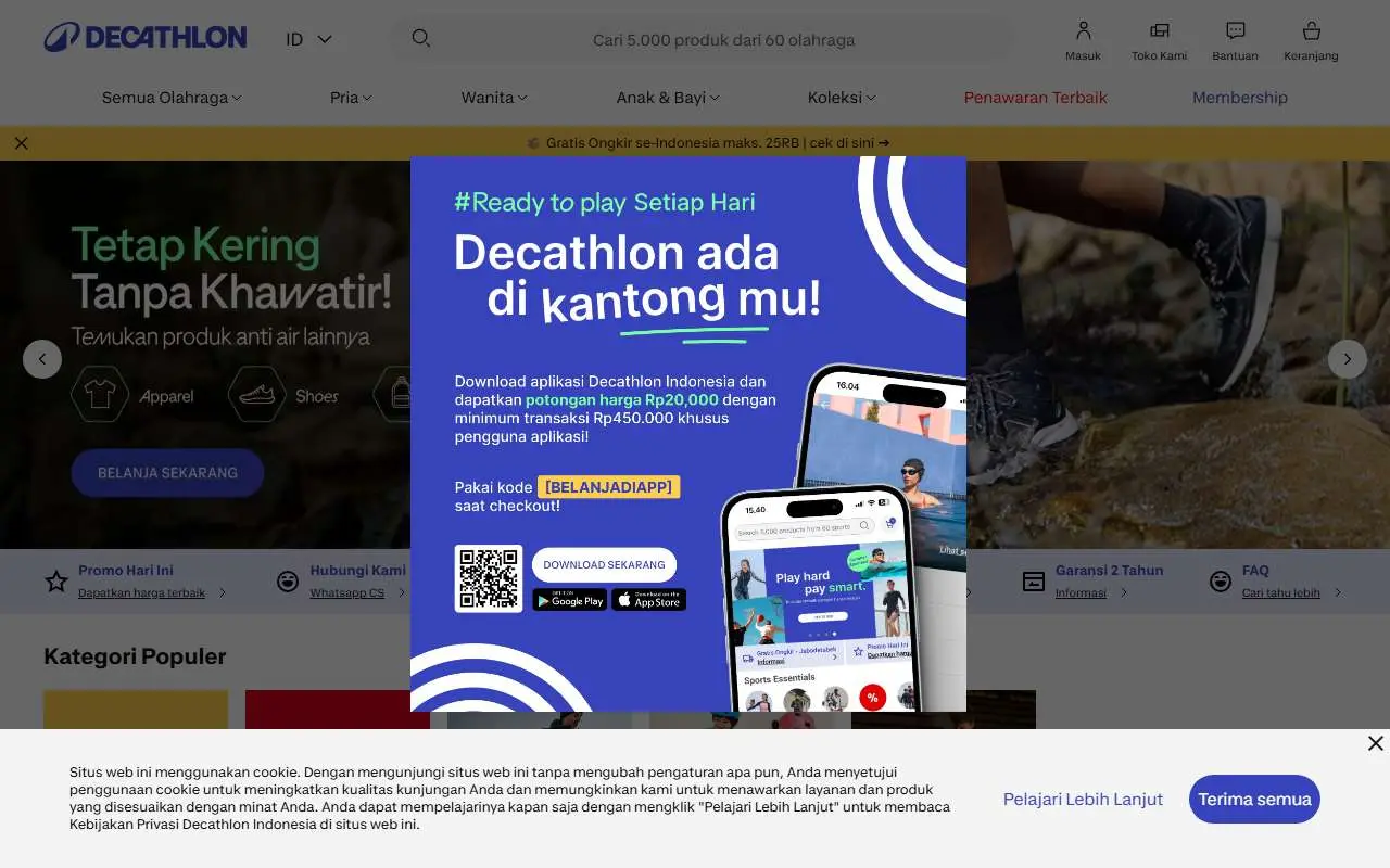 Tampilan website resmi Decathlon Indonesia (decathlon.co.id)