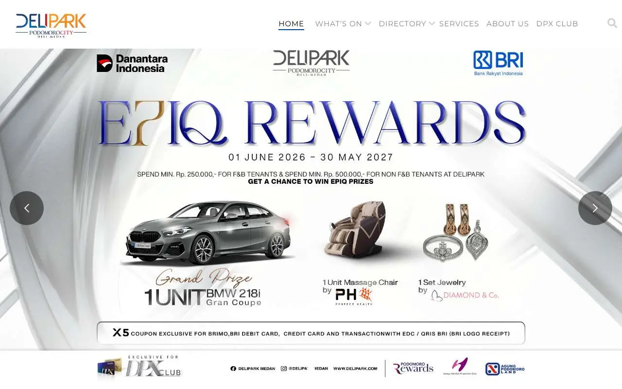 Tampilan website resmi Deli Plaza (delipark.com)