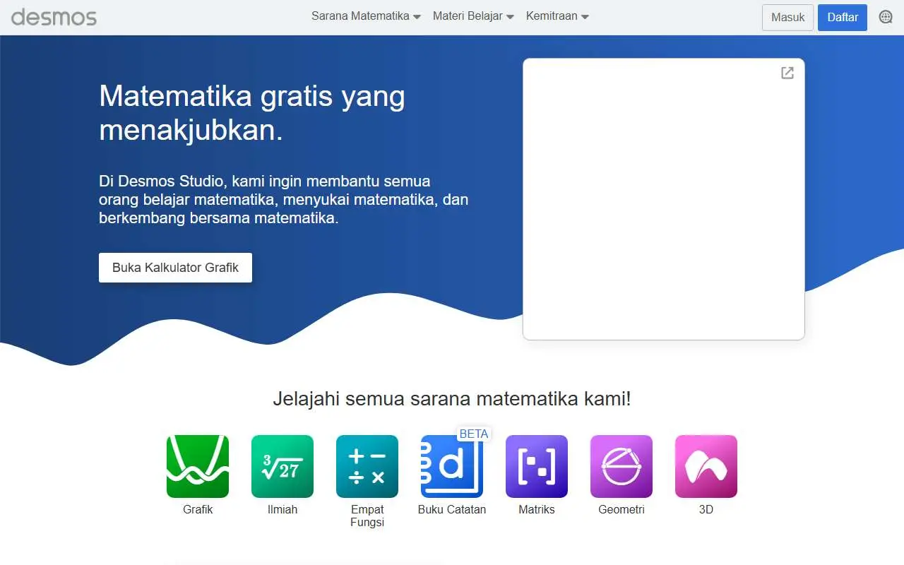 Tampilan website resmi Desmos (desmos.com)