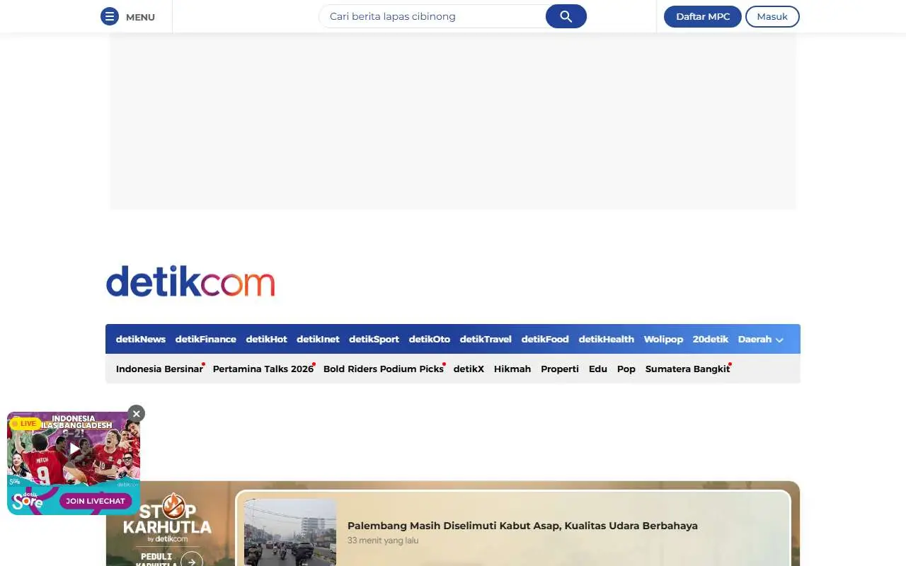 Tampilan website resmi detikcom (detik.com)