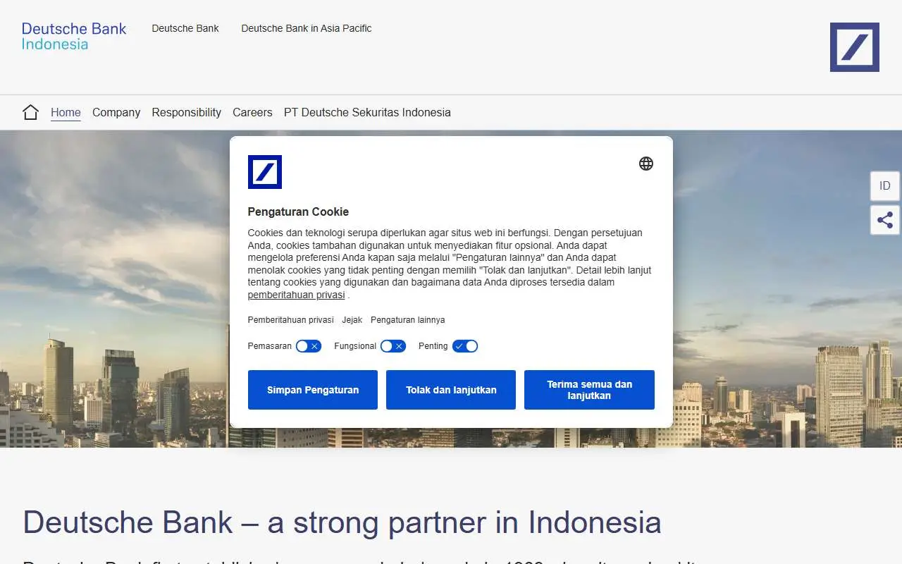 Tampilan website resmi Deutsche Bank Indonesia (country.db.com)