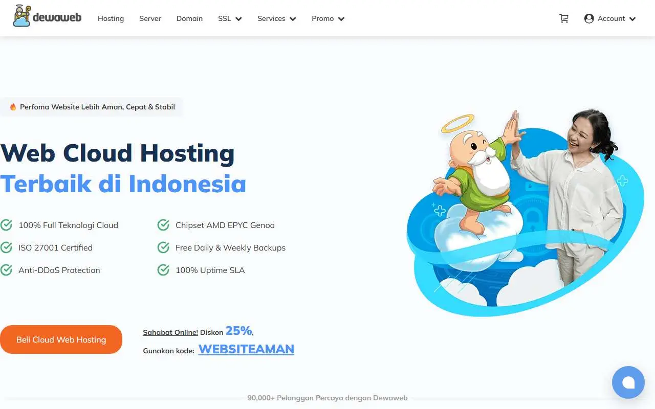 Tampilan website resmi DEWAWEB (dewaweb.com)