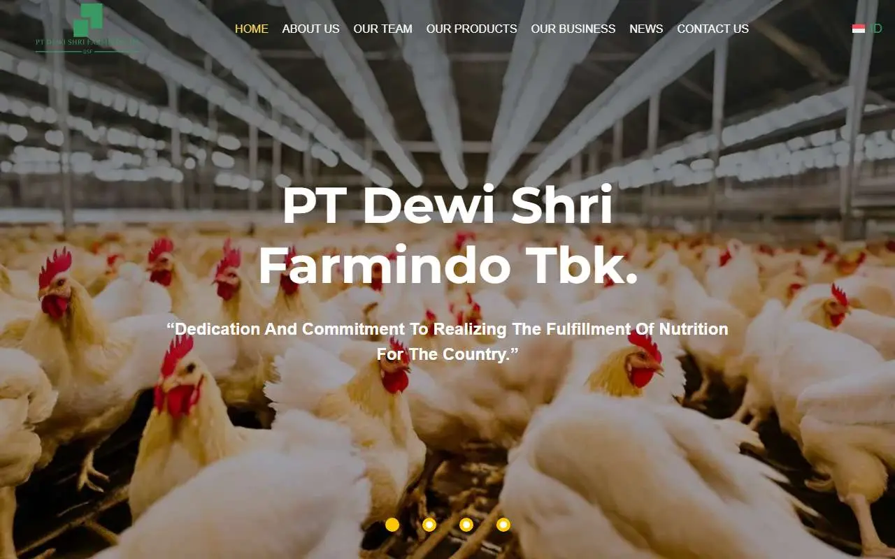 Tampilan website resmi Dewi Shri Farmindo (dewishrifarmindo.com)
