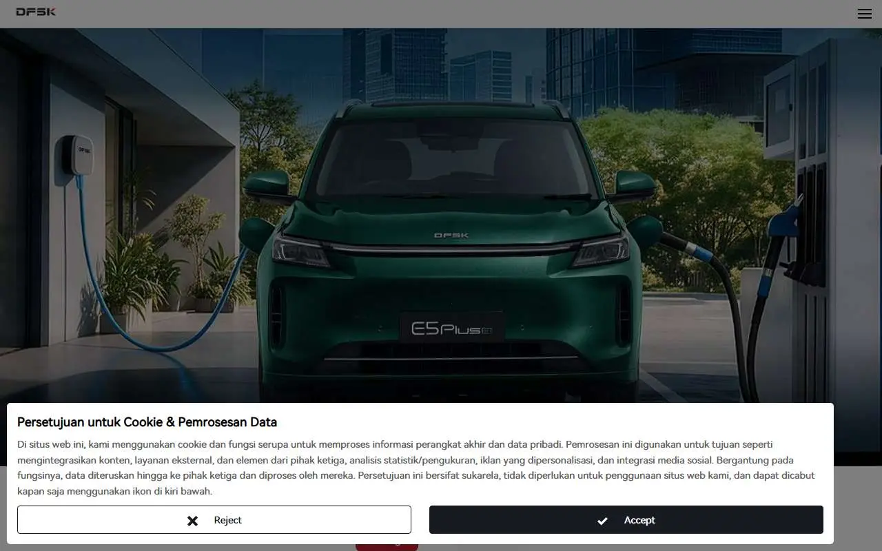 Tampilan website resmi DFSK Indonesia (dfskmotors.co.id)