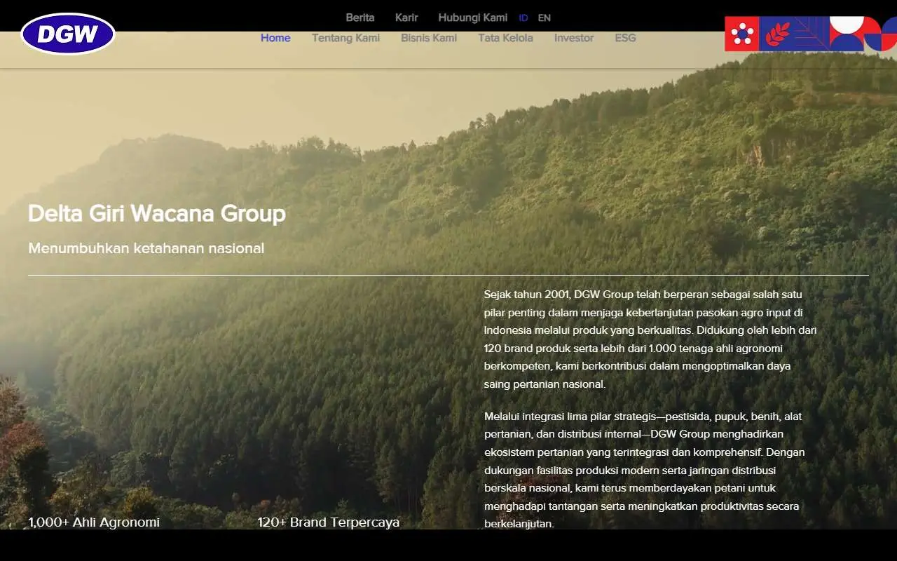 Tampilan website resmi Delta Giri Wacana (dgw.co.id)