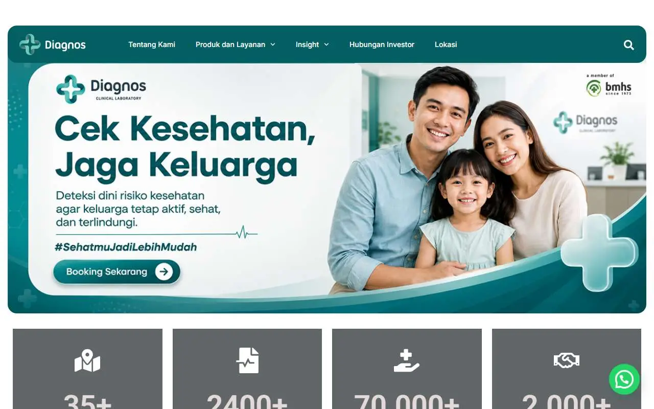 Tampilan website resmi Diagnos Laboratorium Utama (diagnos.co.id)