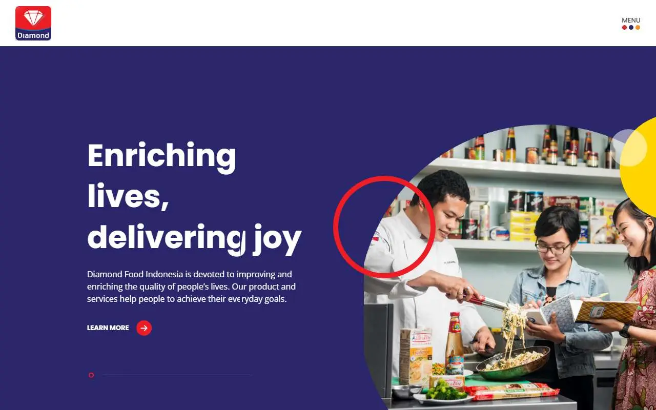 Tampilan website resmi Diamond Food Indonesia (diamondfoodindonesia.com)