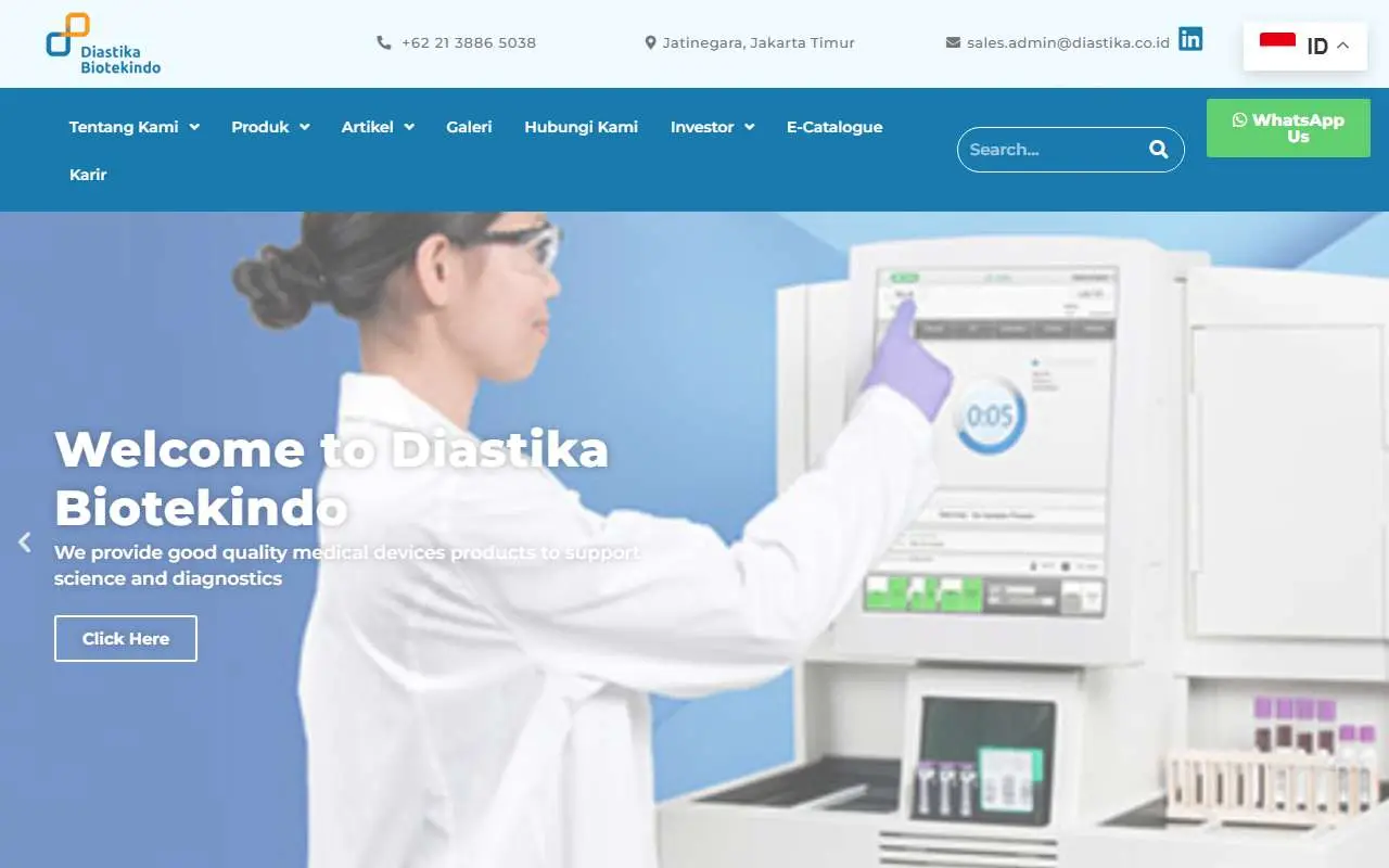 Tampilan website resmi Diastika Biotekindo (diastika.co.id)