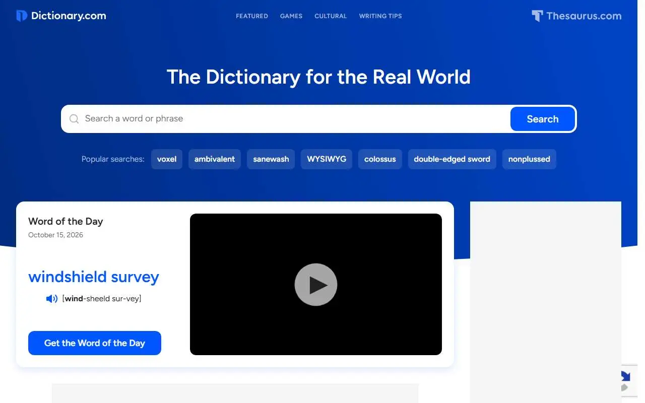 Tampilan website resmi Dictionary.com (dictionary.com)