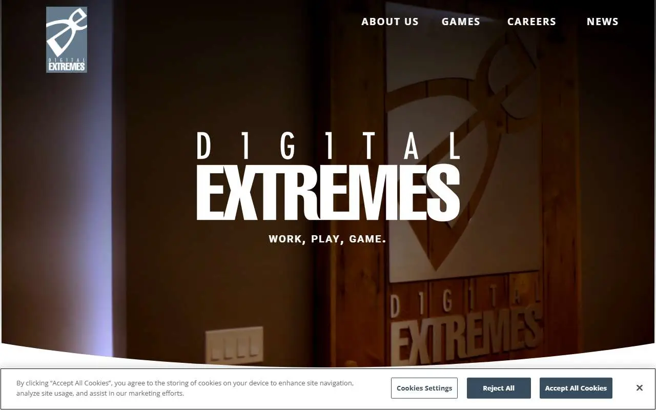 Tampilan website resmi Digital Extremes (digitalextremes.com)
