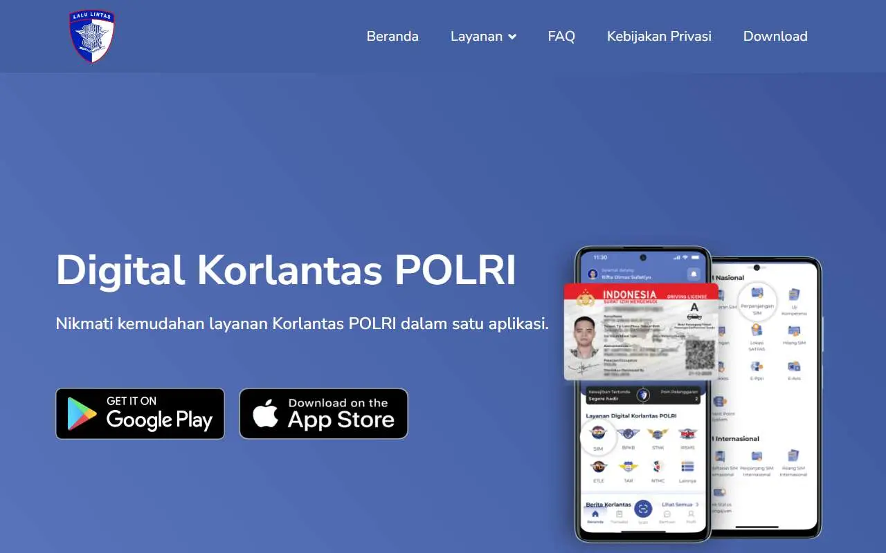 Tampilan website resmi Digital Korlantas (digitalkorlantas.polri.go.id)