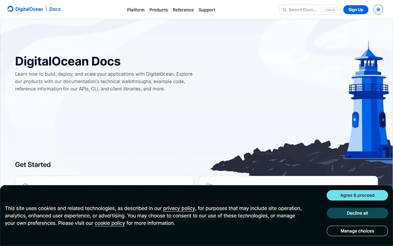 Tampilan website resmi DigitalOcean Docs (docs.digitalocean.com)