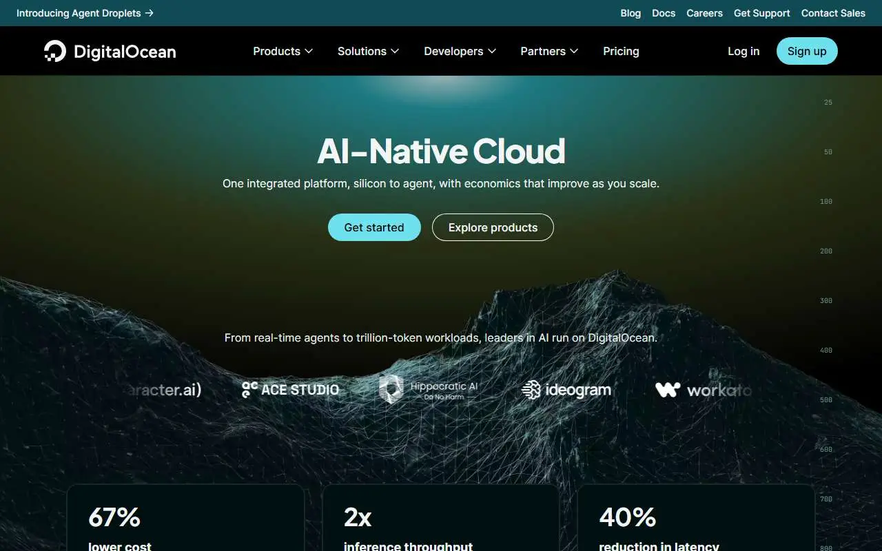 Tampilan website resmi DigitalOcean (digitalocean.com)