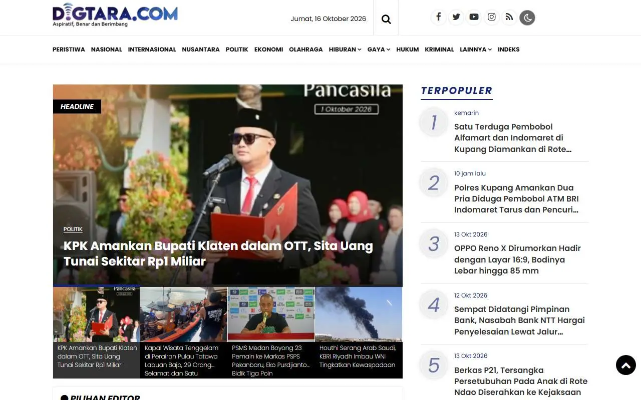 Tampilan website resmi Digtara (digtara.com)