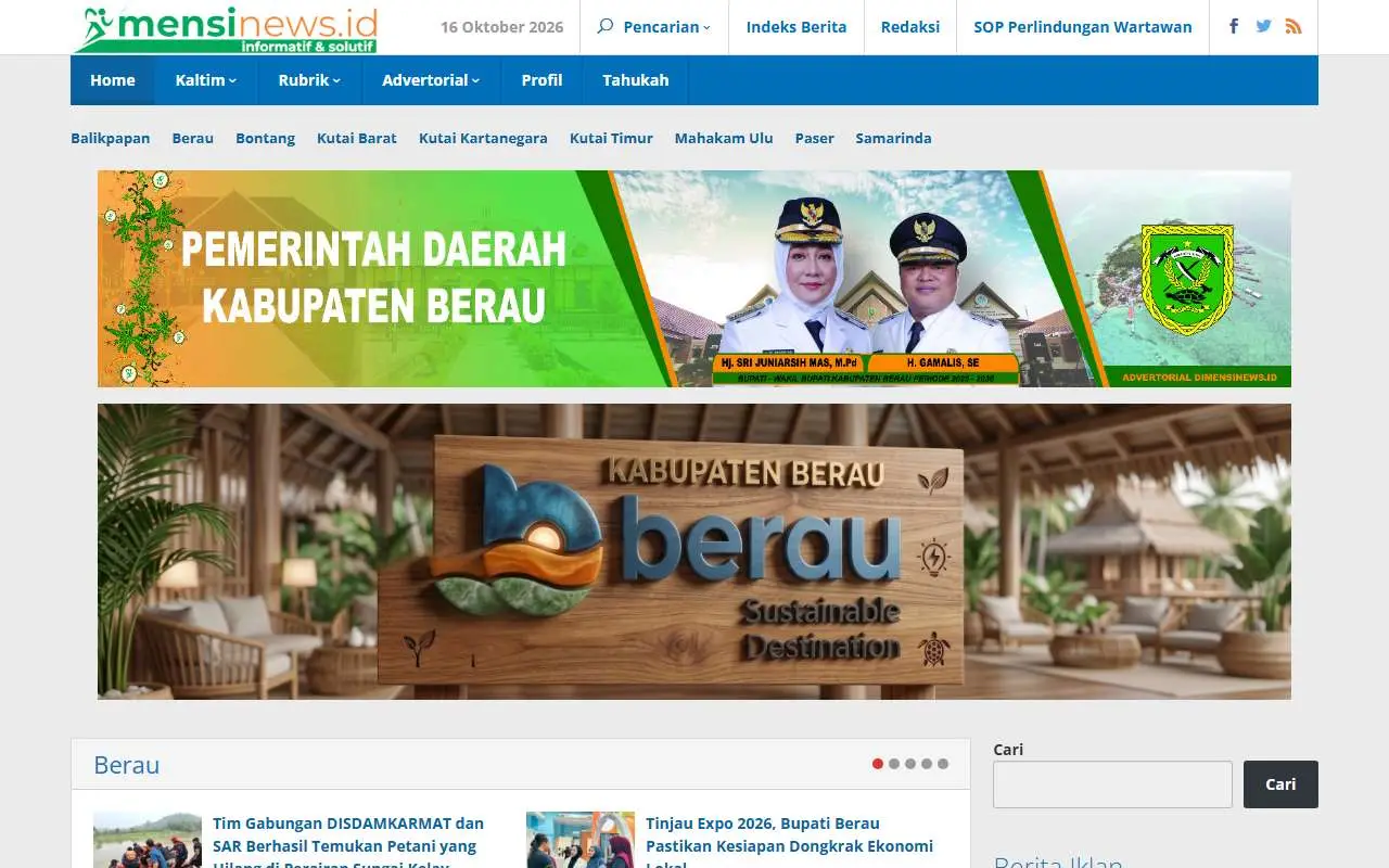 Tampilan website resmi Dimensinews (dimensinews.id)