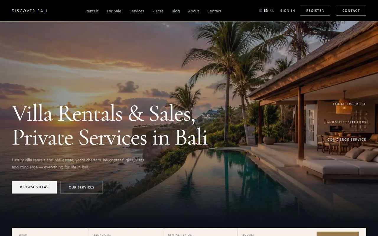 Tampilan website resmi Discover Bali Group (discover-bali.com)