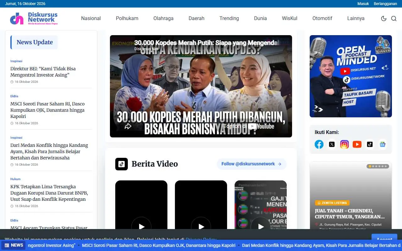 Tampilan website resmi Diskursus Network (diskursusnetwork.com)