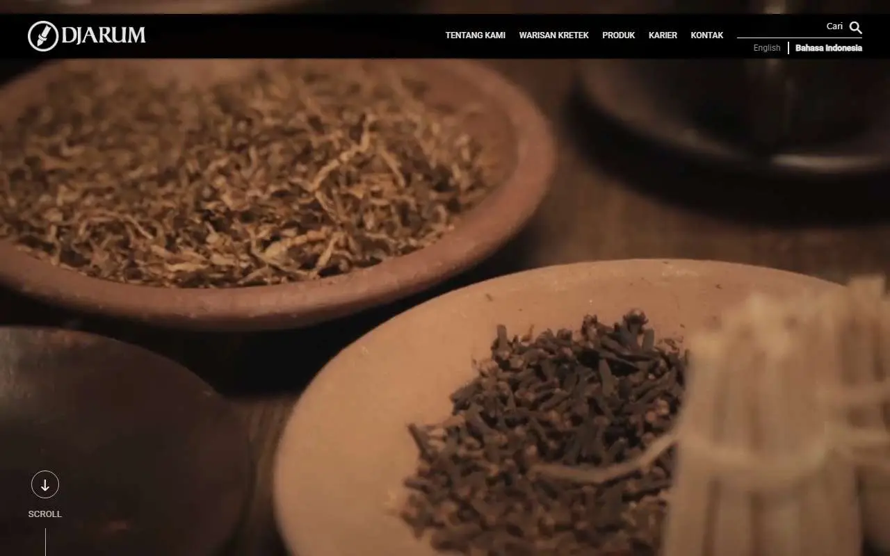 Tampilan website resmi Djarum (djarum.com)