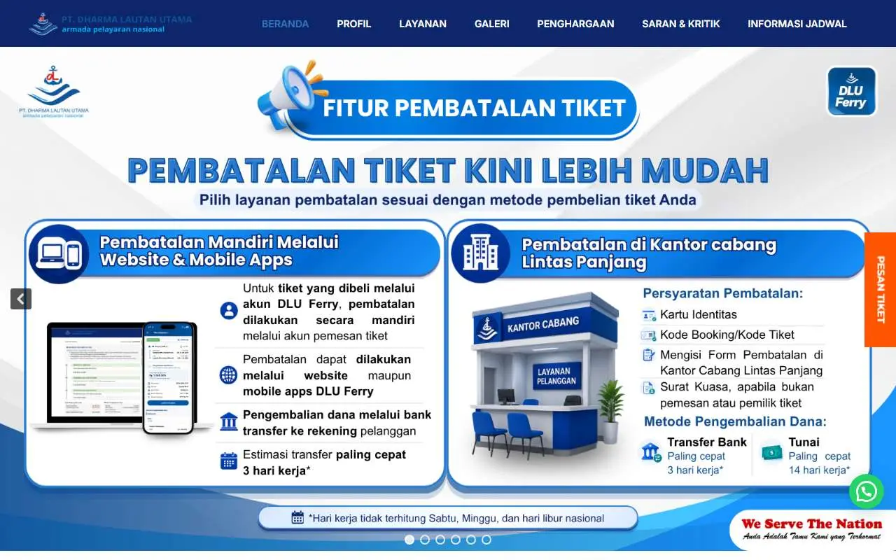 Tampilan website resmi Dharma Lautan Utama (dlu.co.id)