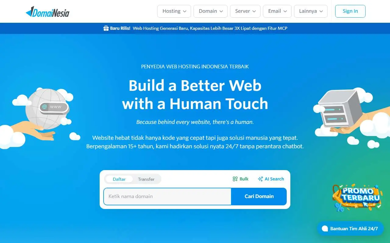 Tampilan website resmi Domainesia (domainesia.com)
