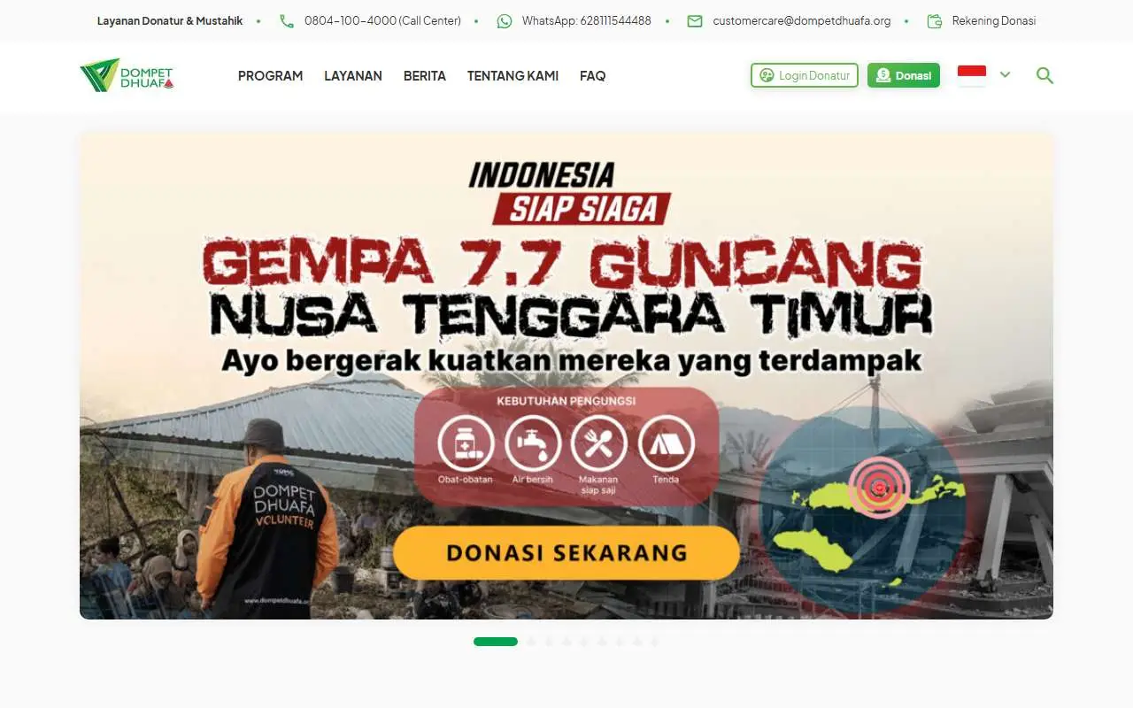 Tampilan website resmi Dompet Dhuafa (dompetdhuafa.org)