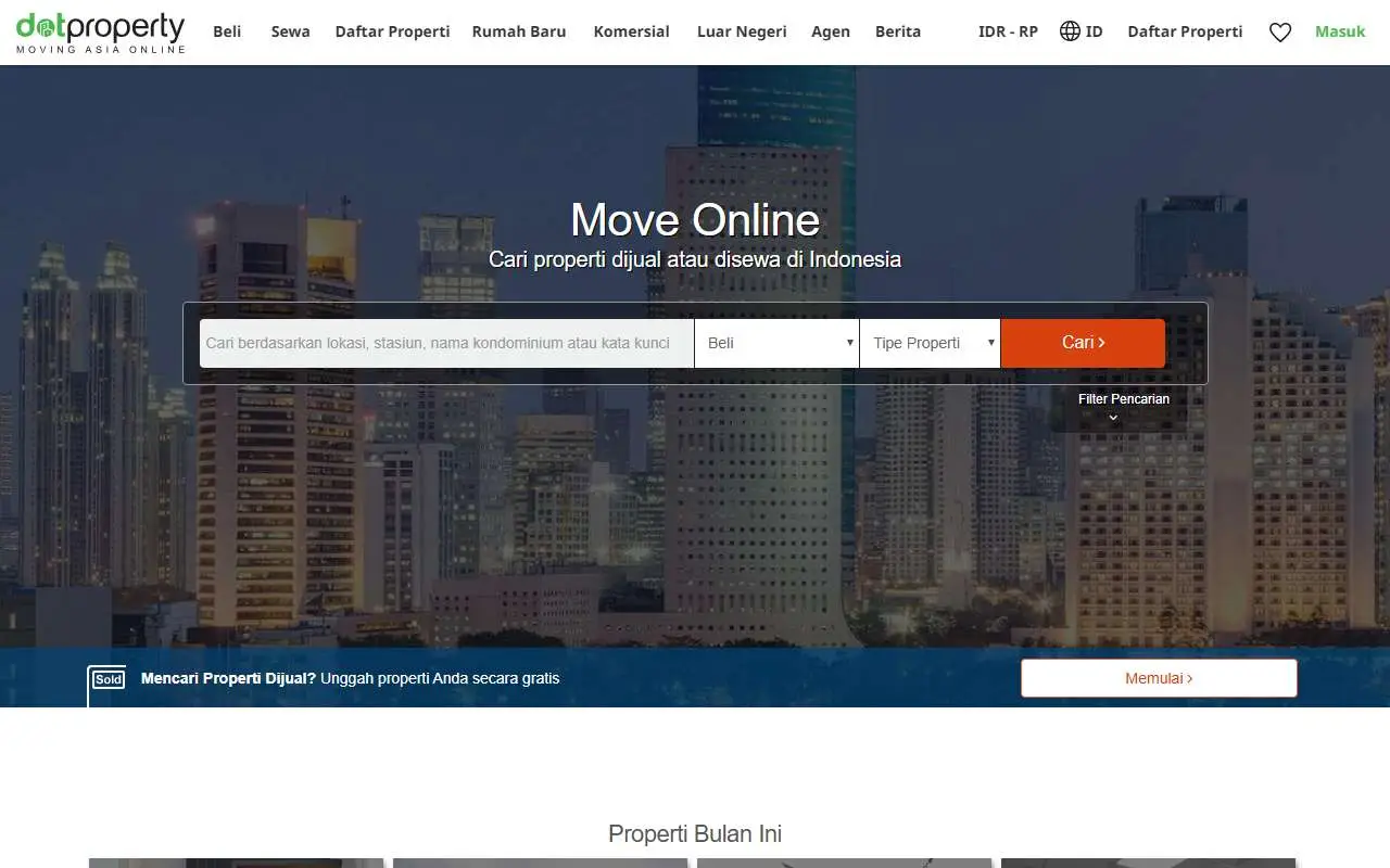 Tampilan website resmi Dot Property Indonesia (dotproperty.id)