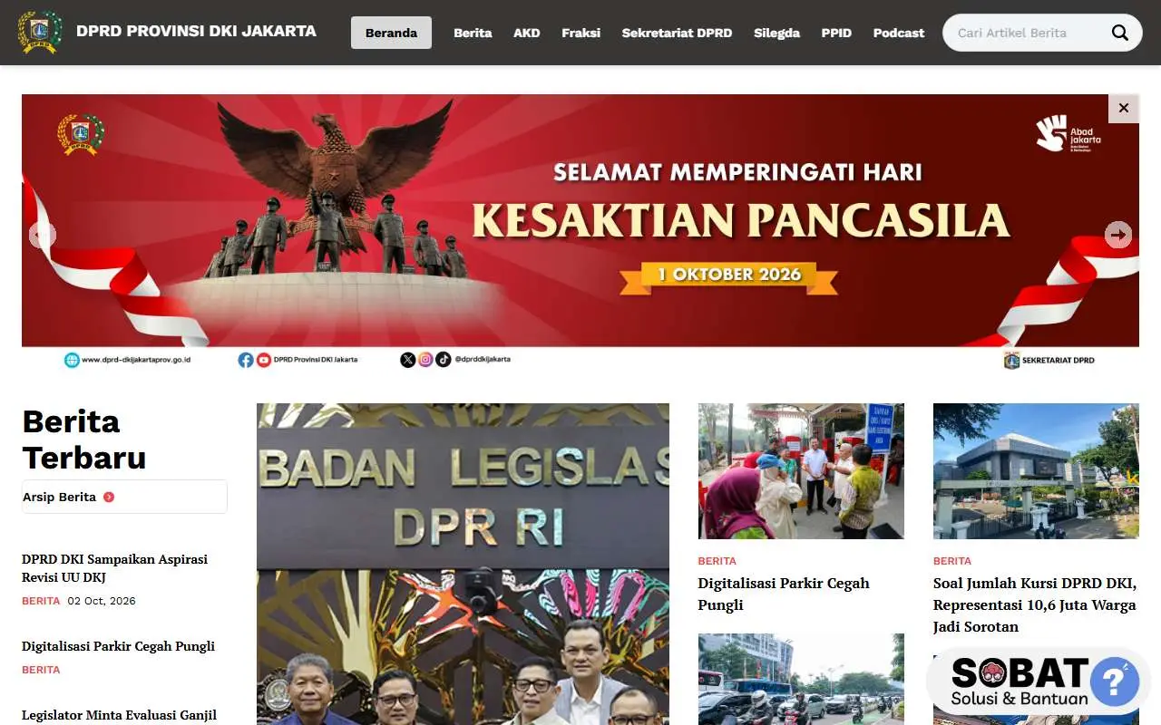 Tampilan website resmi DPRD DKI Jakarta (dprd-dkijakartaprov.go.id)