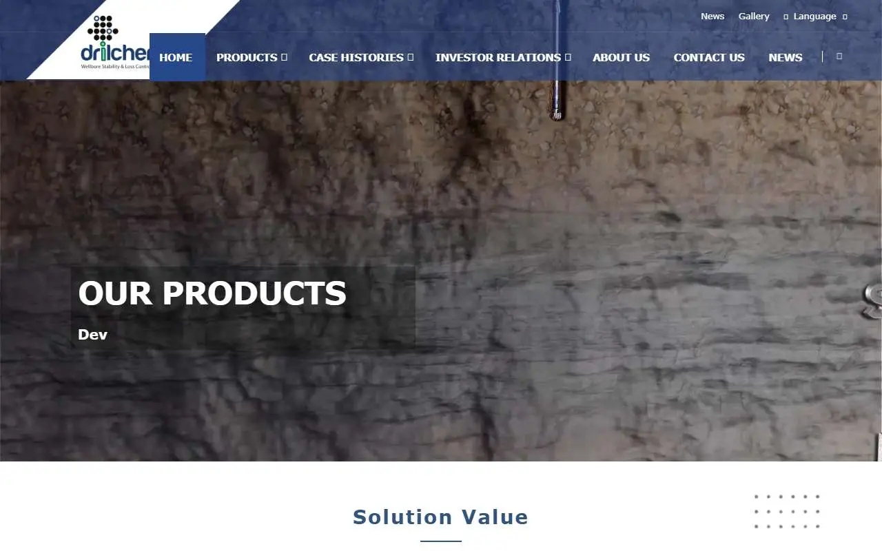 Tampilan website resmi OBM Drilchem (drilchem.com)