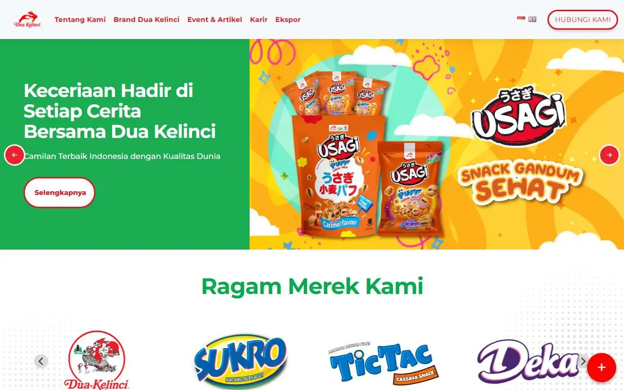 Tampilan website resmi Dua Kelinci (duakelinci.com)