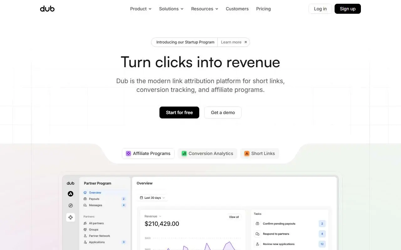Tampilan website resmi Dub (dub.co)