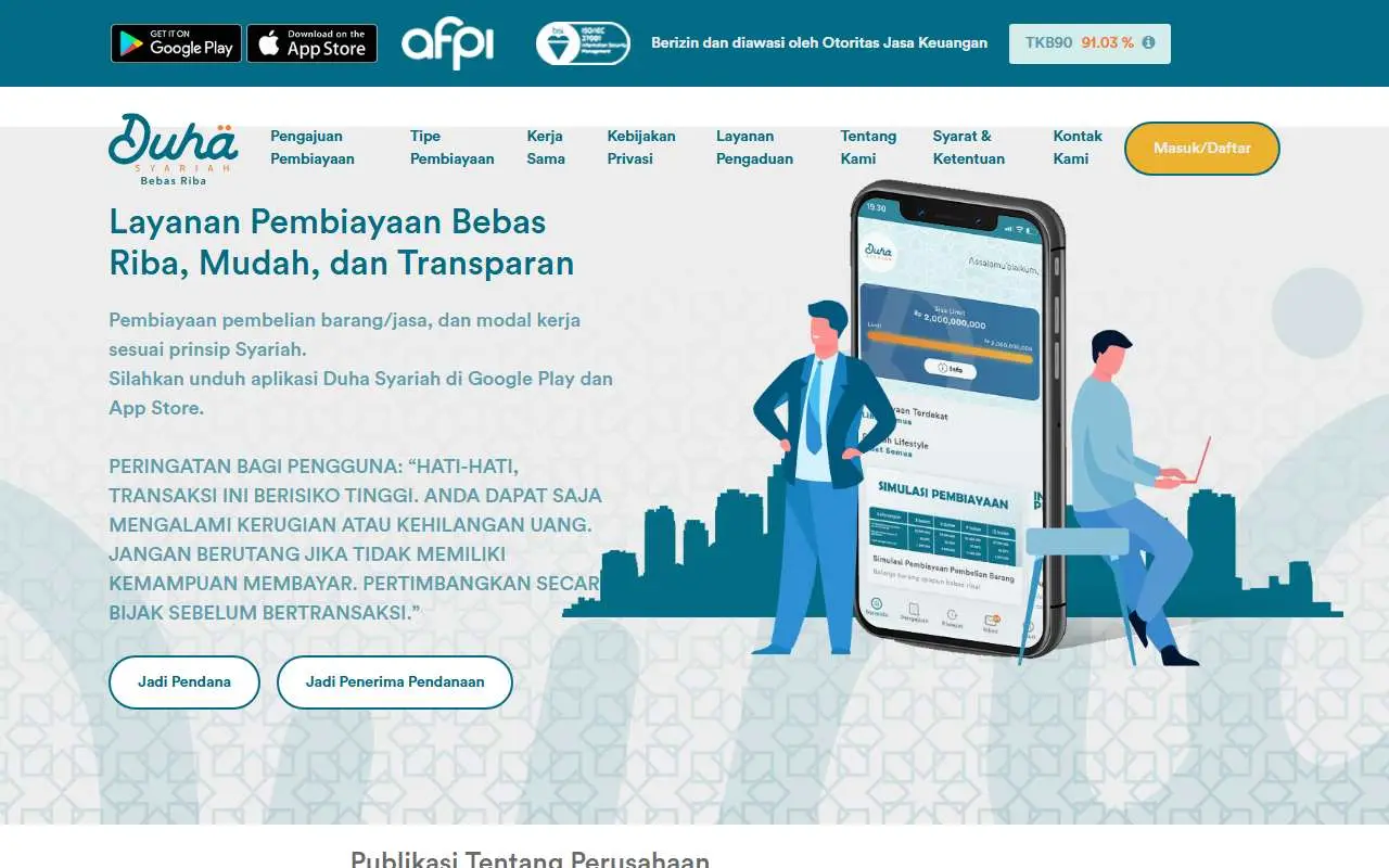Tampilan website resmi Duha Syariah (duhasyariah.id)