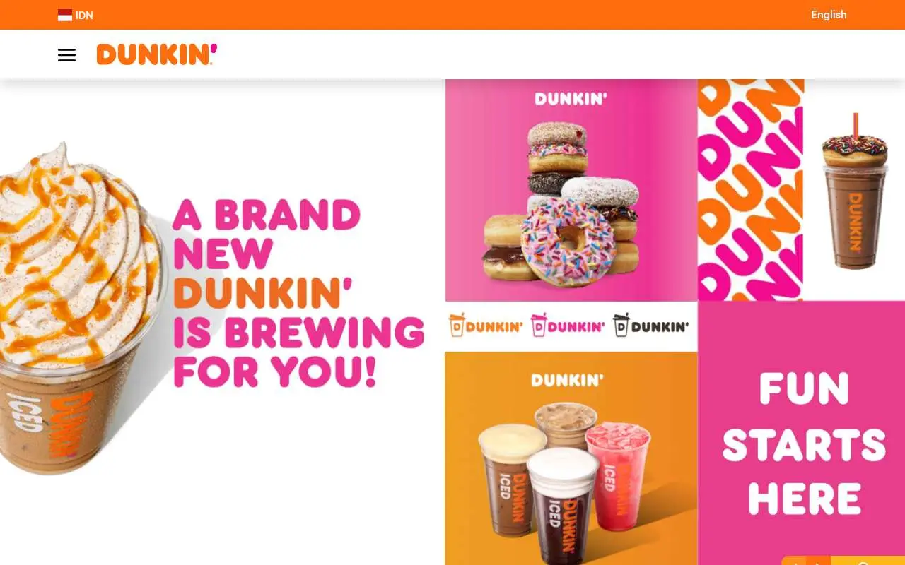 Tampilan website resmi Dunkin' Indonesia (dunkin.co.id)