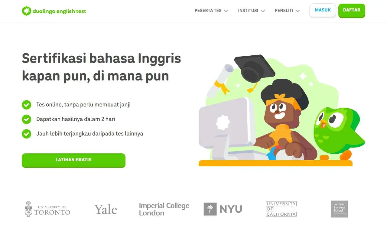 Tampilan website resmi Duolingo English Test (englishtest.duolingo.com)