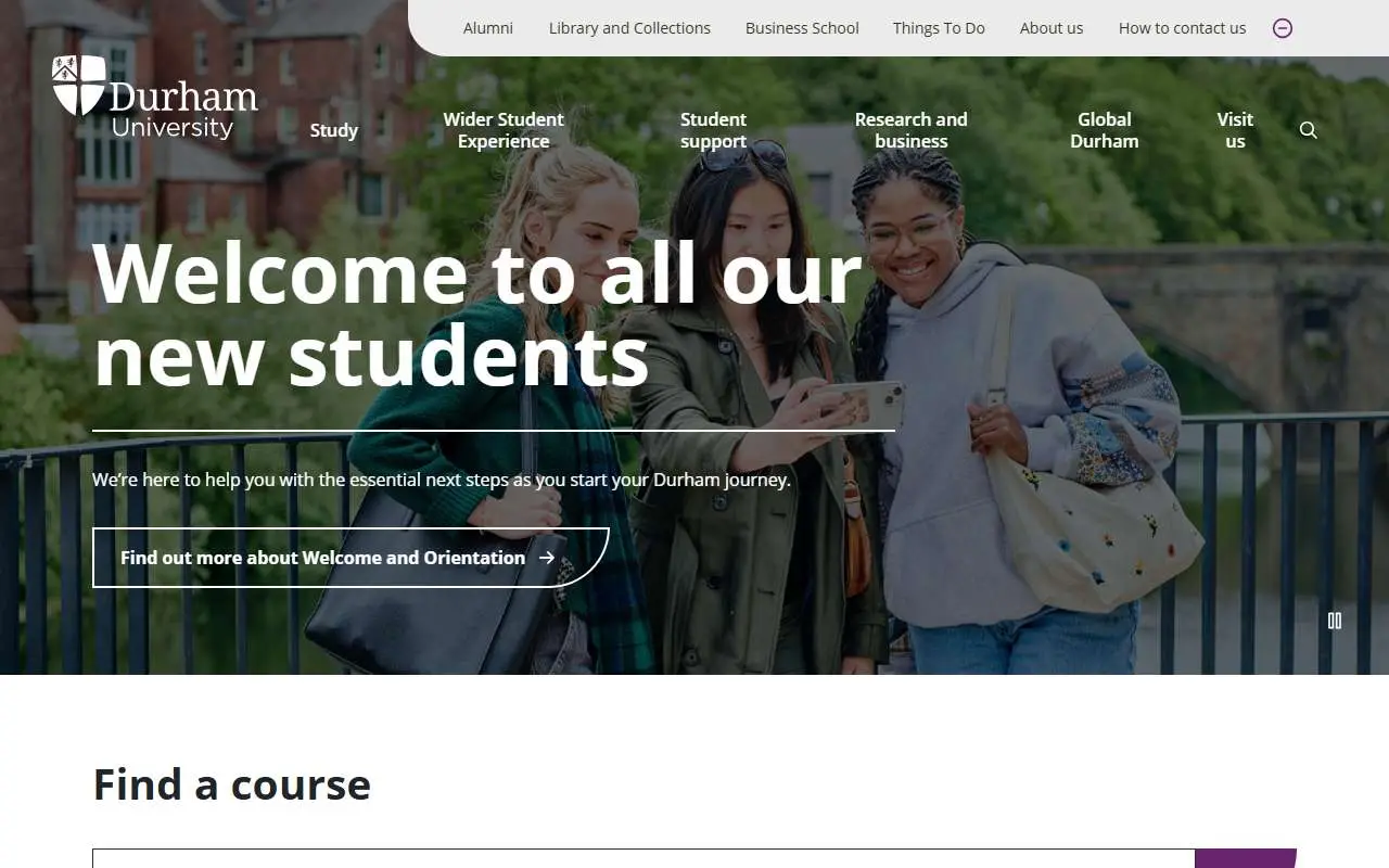 Tampilan website resmi Universitas Durham (durham.ac.uk)