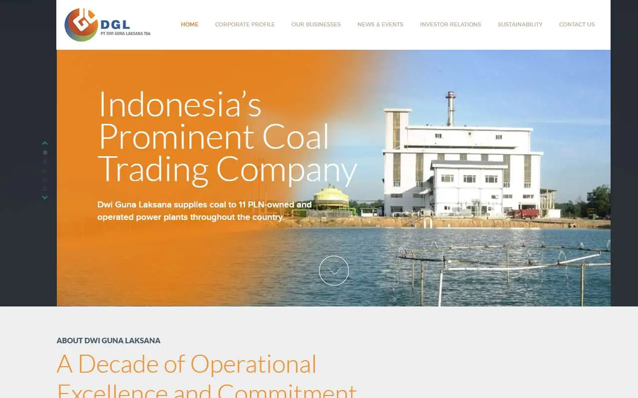 Tampilan website resmi Dwi Guna Laksana (dwigunalaksana.co.id)